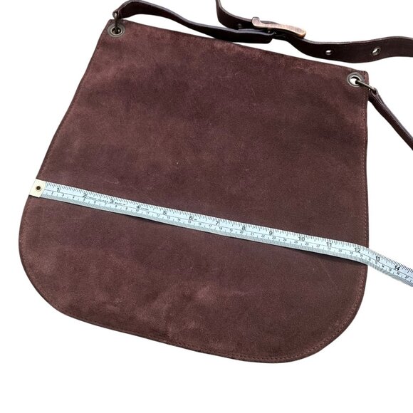Patrizia Pepe Suede Leather Flap Buckle Crossbody Satchel‎ Brown Western Boho - Picture 14 of 16